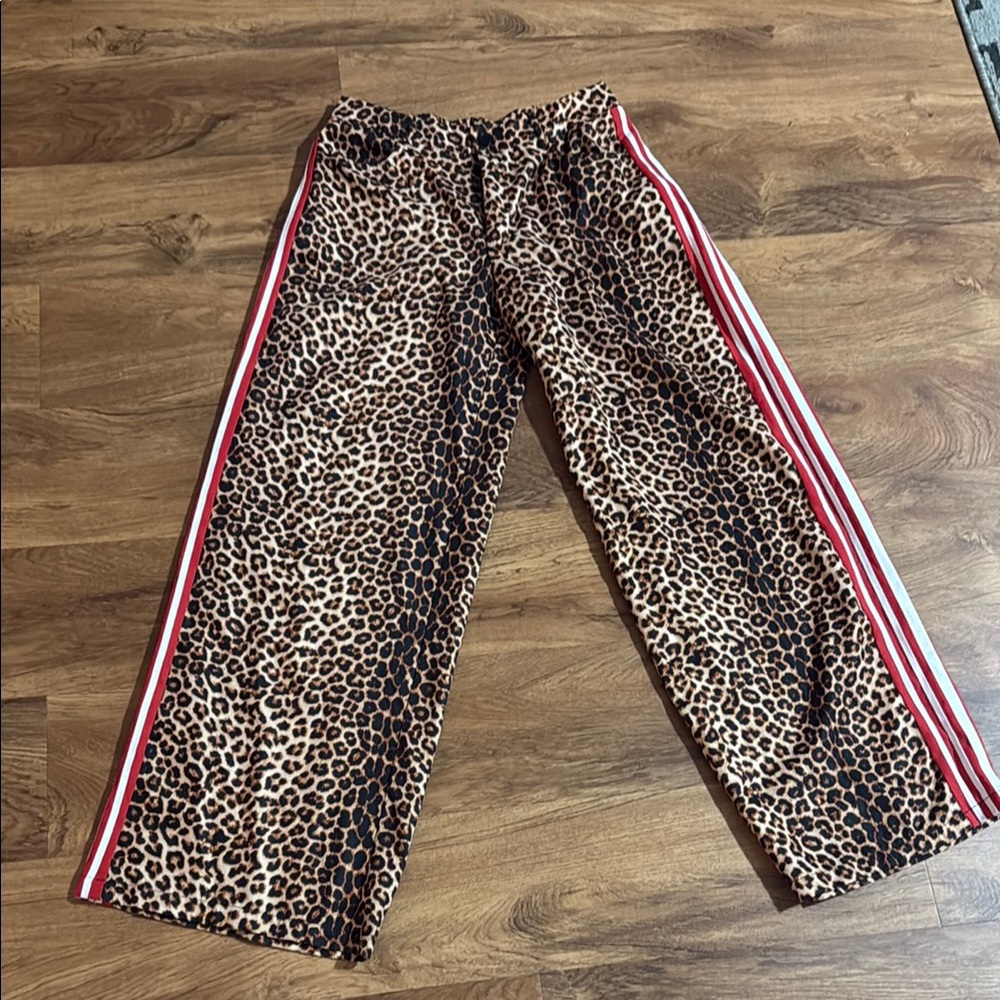 Leopard Print Women’s  Bottoms with Red Stripes
